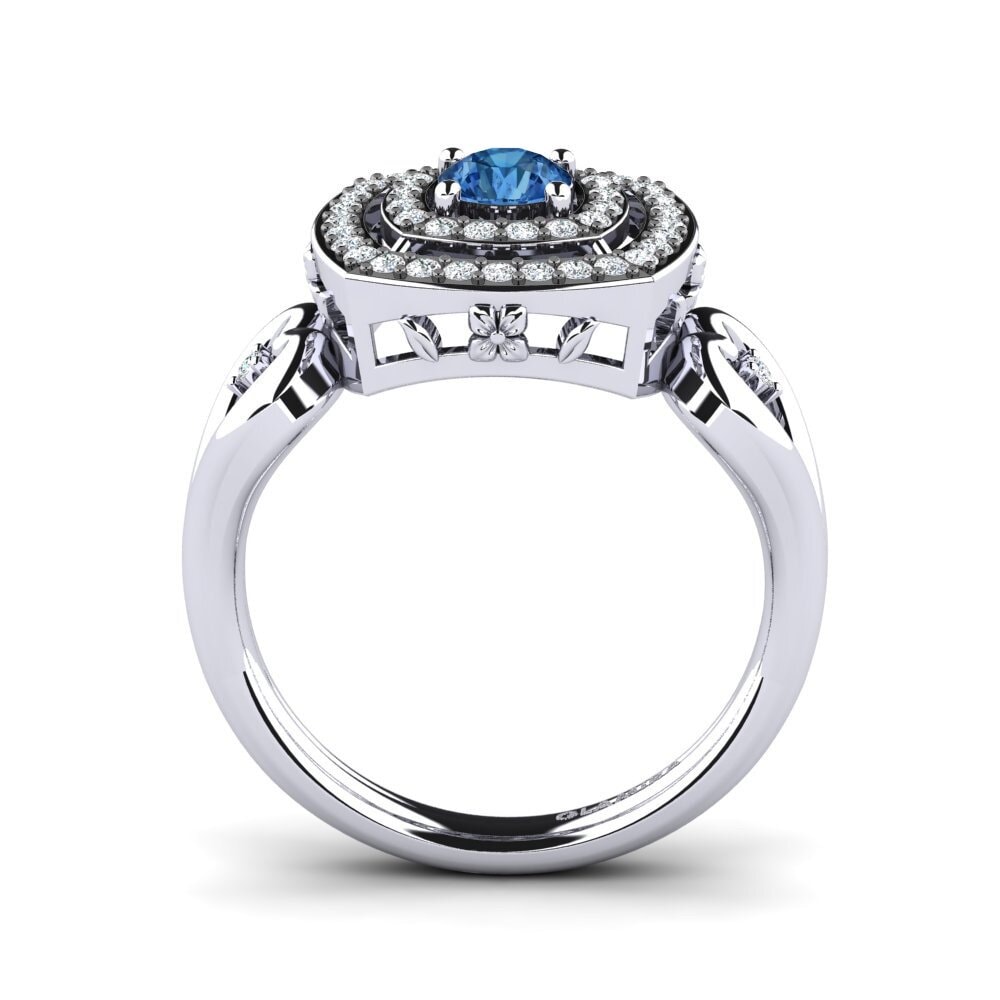 Dark Blue Zirconia Engagement Ring Cinthia