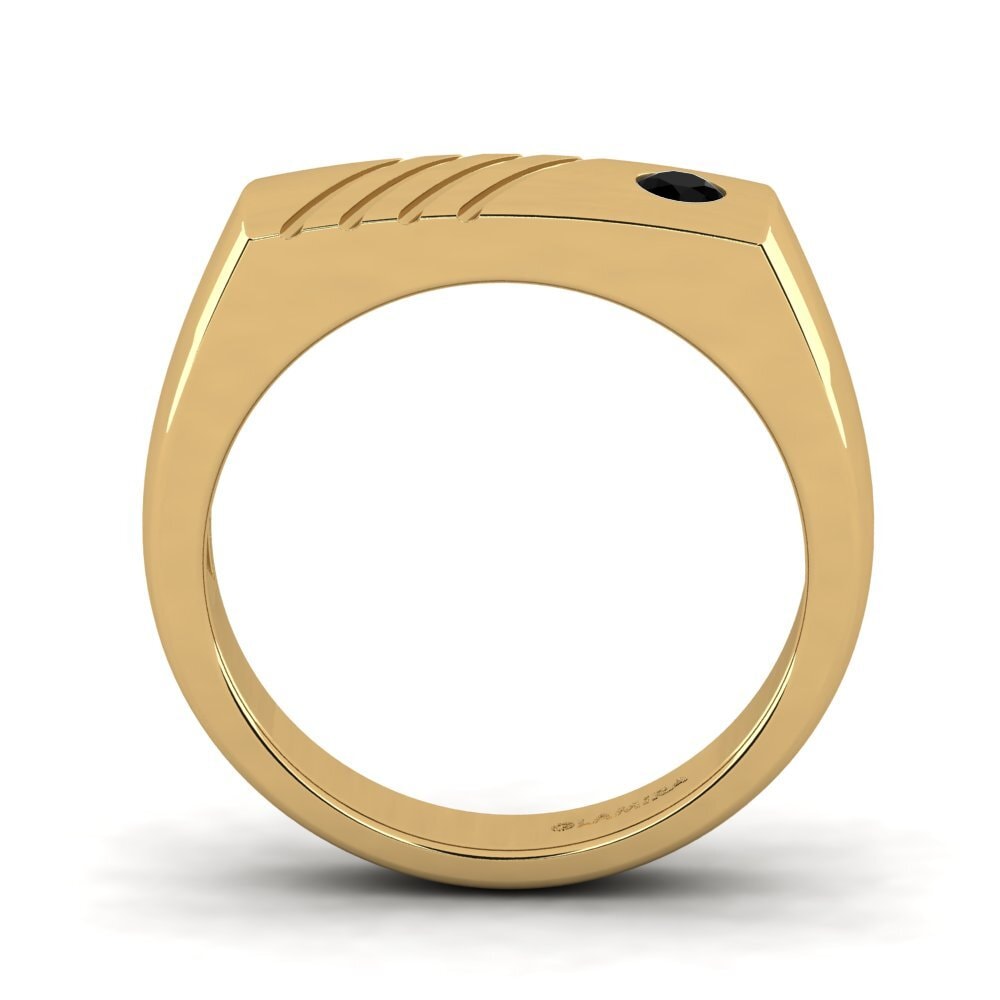 Oro Giallo 585 Onice Nero Anello da uomo Ciprian