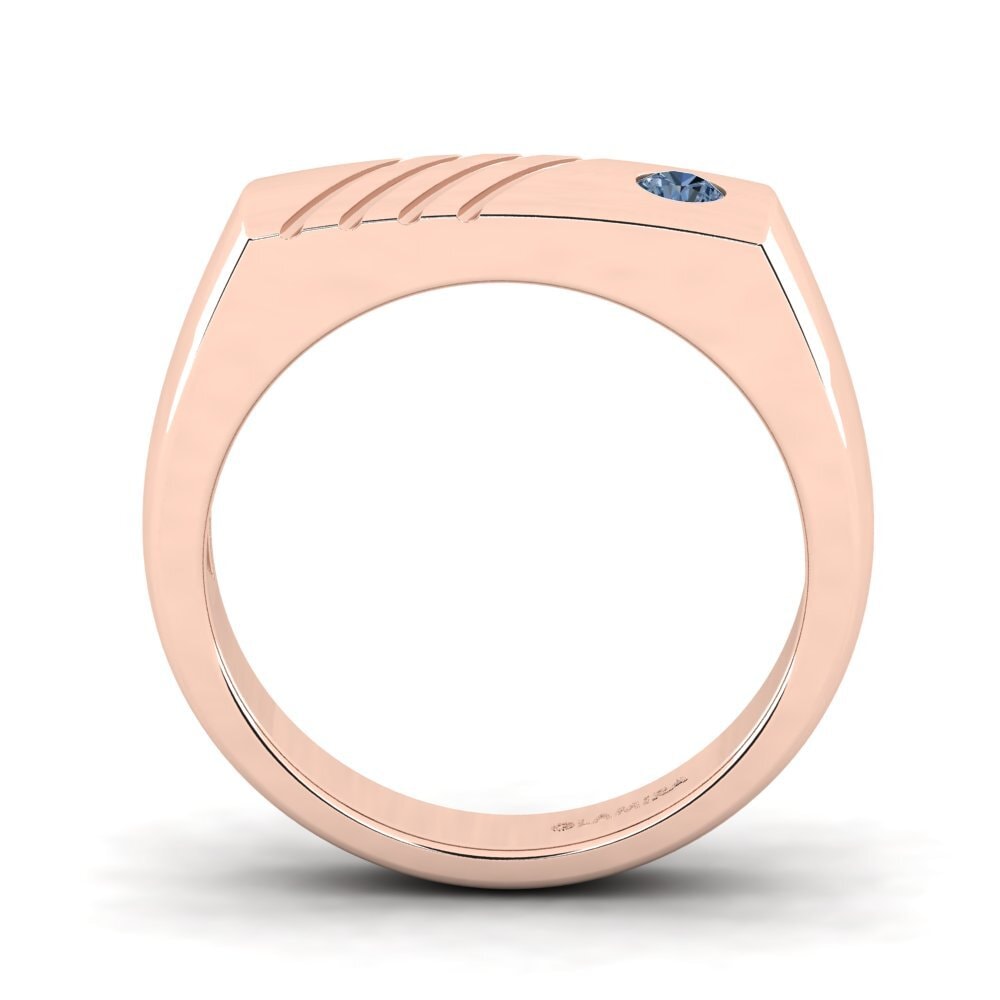 Oro Rosso 585 Diamante Blu Anello da uomo Ciprian