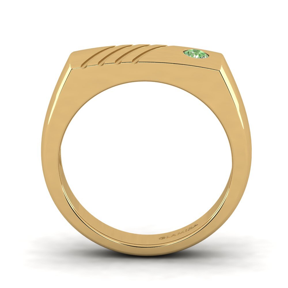 18ct Yellow Gold Green Diamond Men's Ring Ciprian