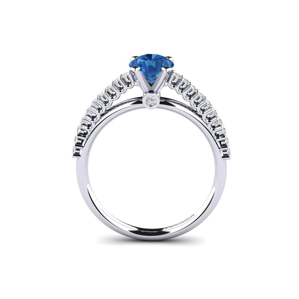 Dark Blue Zirconia Engagement Ring Clarette