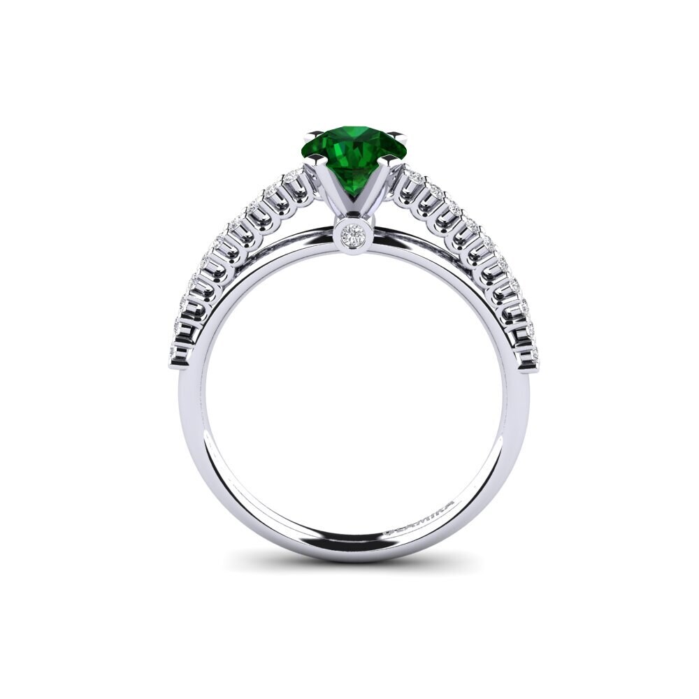 White Silver Tsavorite Engagement Ring Clarette