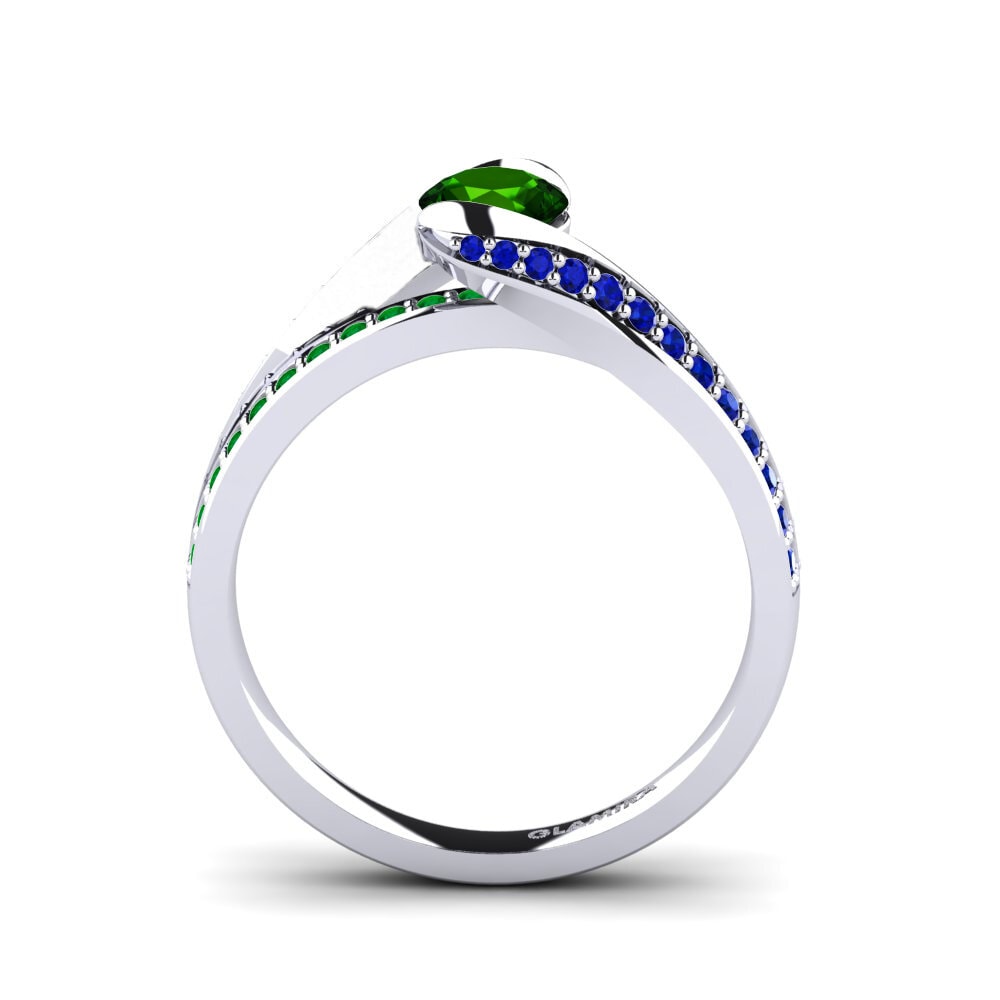 18ct White Gold Green Tourmaline Engagement Ring Clariss