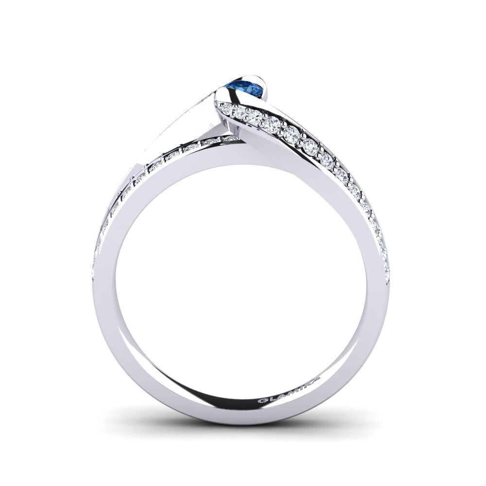 Dark Blue Zirconia Engagement Ring Clariss 0.1 crt