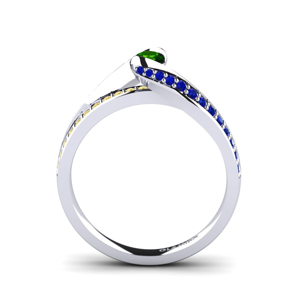 18ct White Gold Green Tourmaline Engagement Ring Clariss 0.16 crt