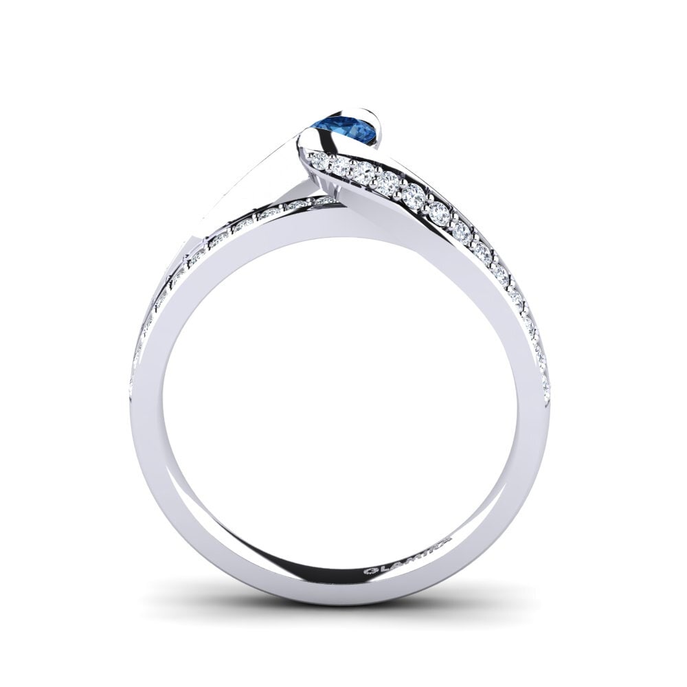 Dark Blue Zirconia Engagement Ring Clariss 0.16 crt