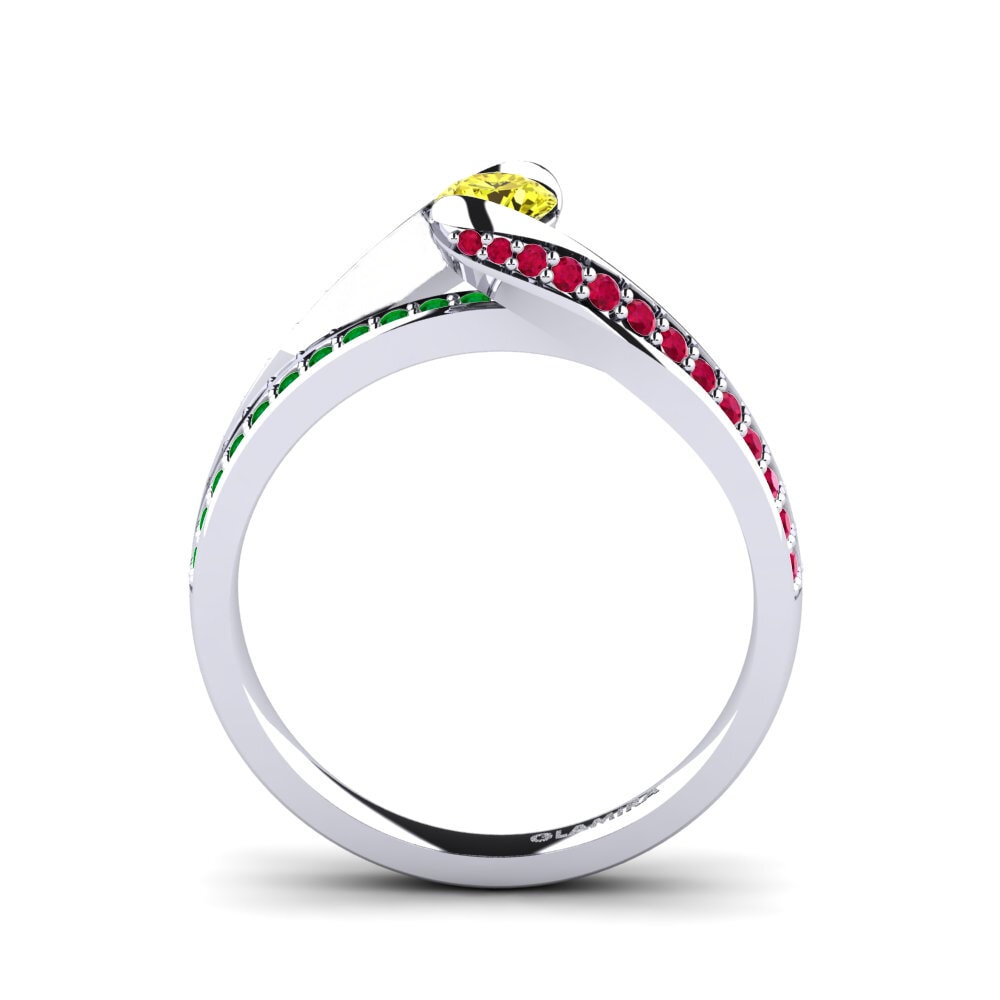 White Silver Yellow Diamond Engagement Ring Clariss 0.25 crt