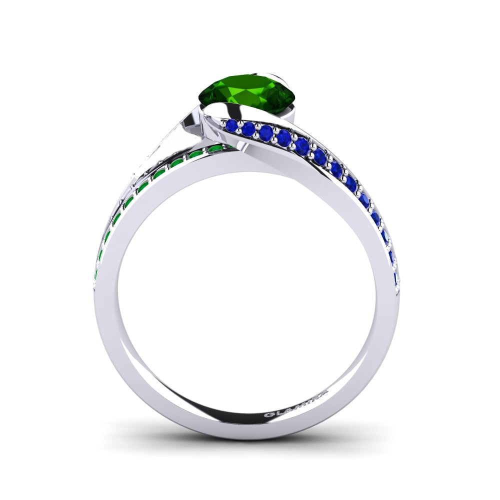 18ct White Gold Green Tourmaline Engagement Ring Clariss 1.0 crt