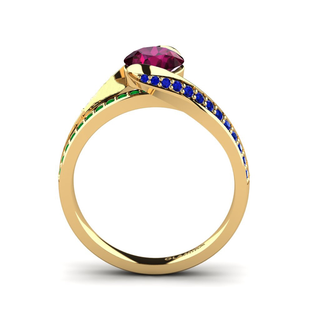 14ct Yellow Gold Rhodolite Garnet Engagement Ring Clariss 1.0 crt