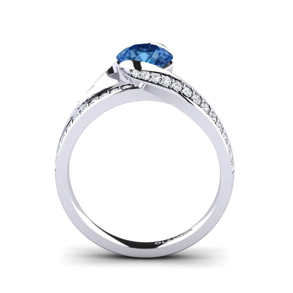 Dark Blue Zirconia Engagement Ring Clariss 1.0 crt