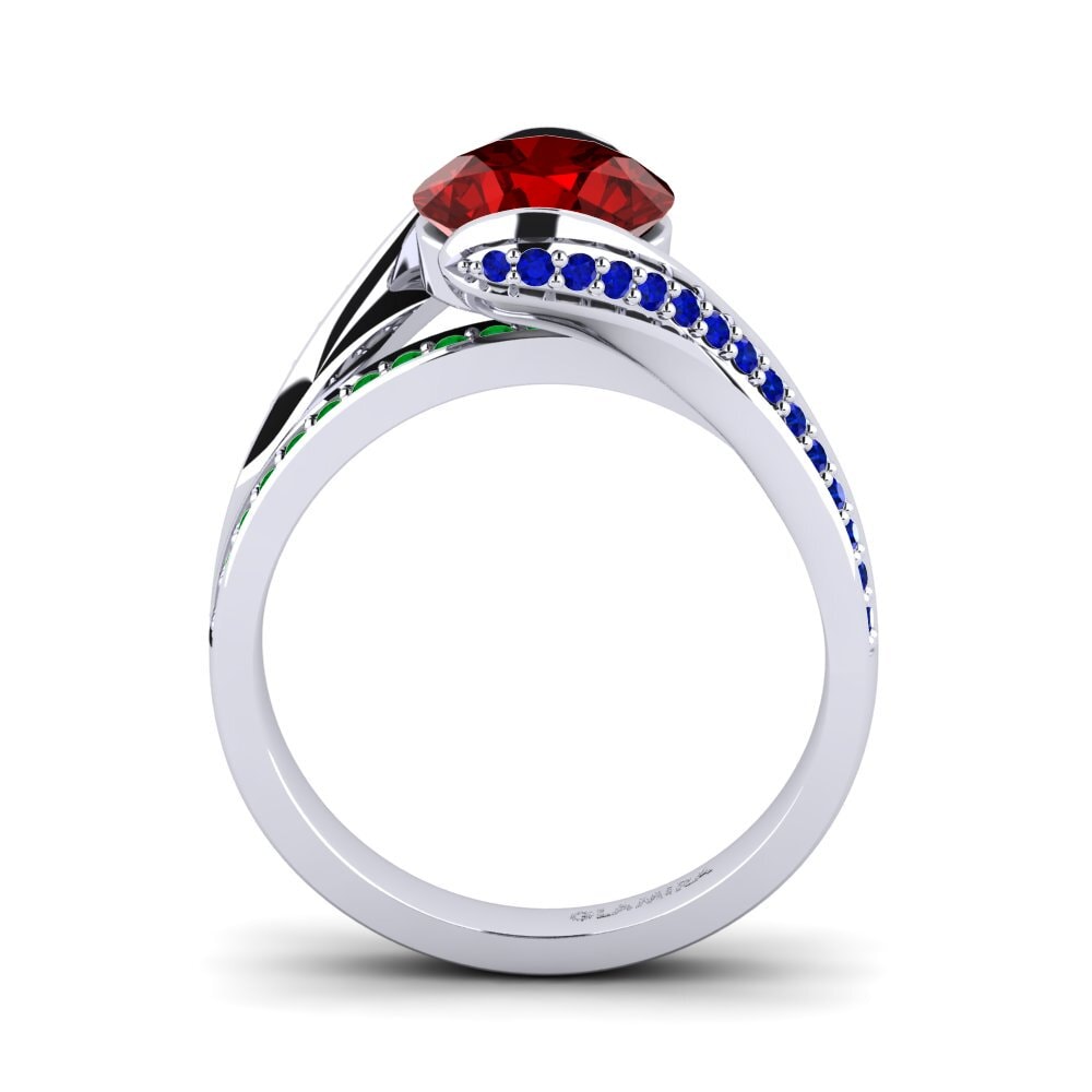 18ct White Gold Ruby (Lab Created) Engagement Ring Clariss 2.0crt