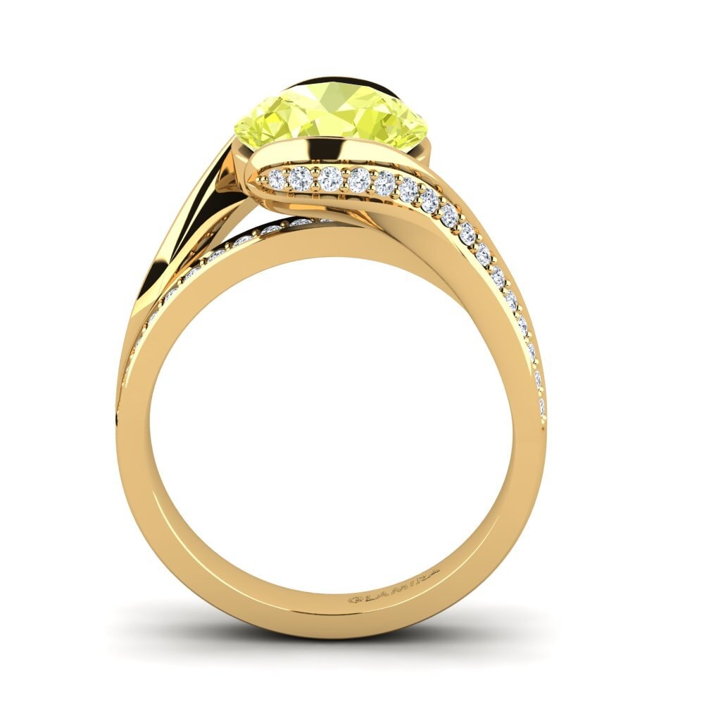 14ct Yellow Gold Lemon Quartz Engagement Ring Clariss 3.0 crt