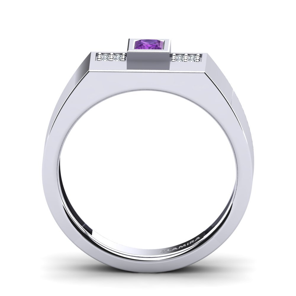 18ct White Gold Amethyst Men's Ring Cledwyn