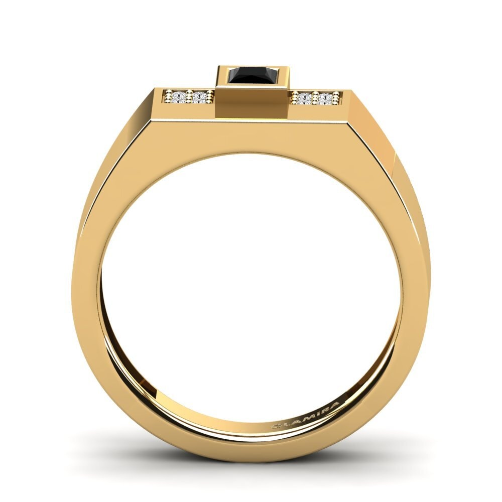 Oro Giallo 585 Onice Nero Anello da uomo Cledwyn