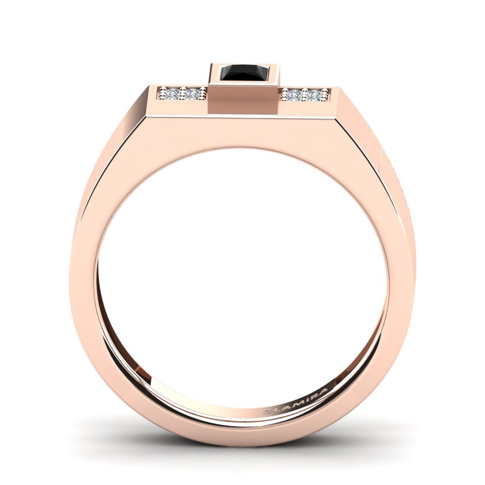 14ct Rose Gold Black Diamond Men's Ring Cledwyn