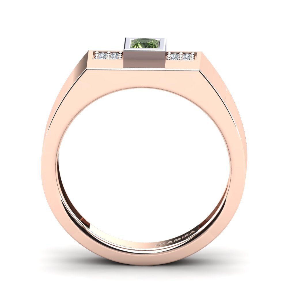 18ct Rose & White Gold Green Sapphire Men's Ring Cledwyn