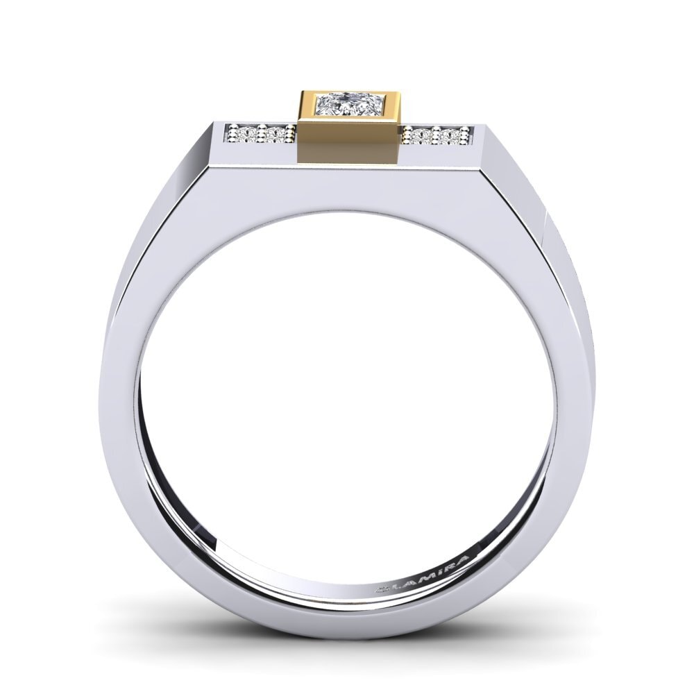 Oro Bianco & Giallo 750 Moissanite Anello da uomo Cledwyn