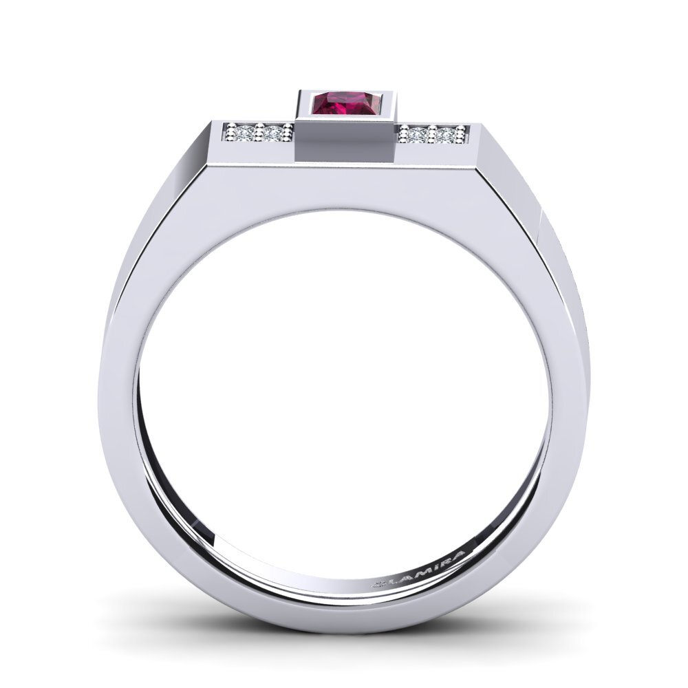 9ct White Gold Rhodolite Garnet Men's Ring Cledwyn