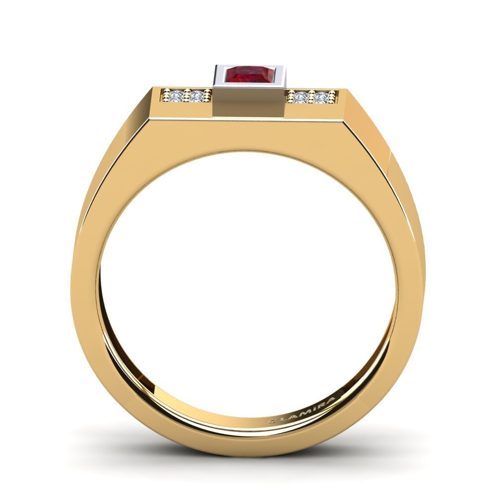 14ct Yellow & White Gold Ruby Men's Ring Cledwyn