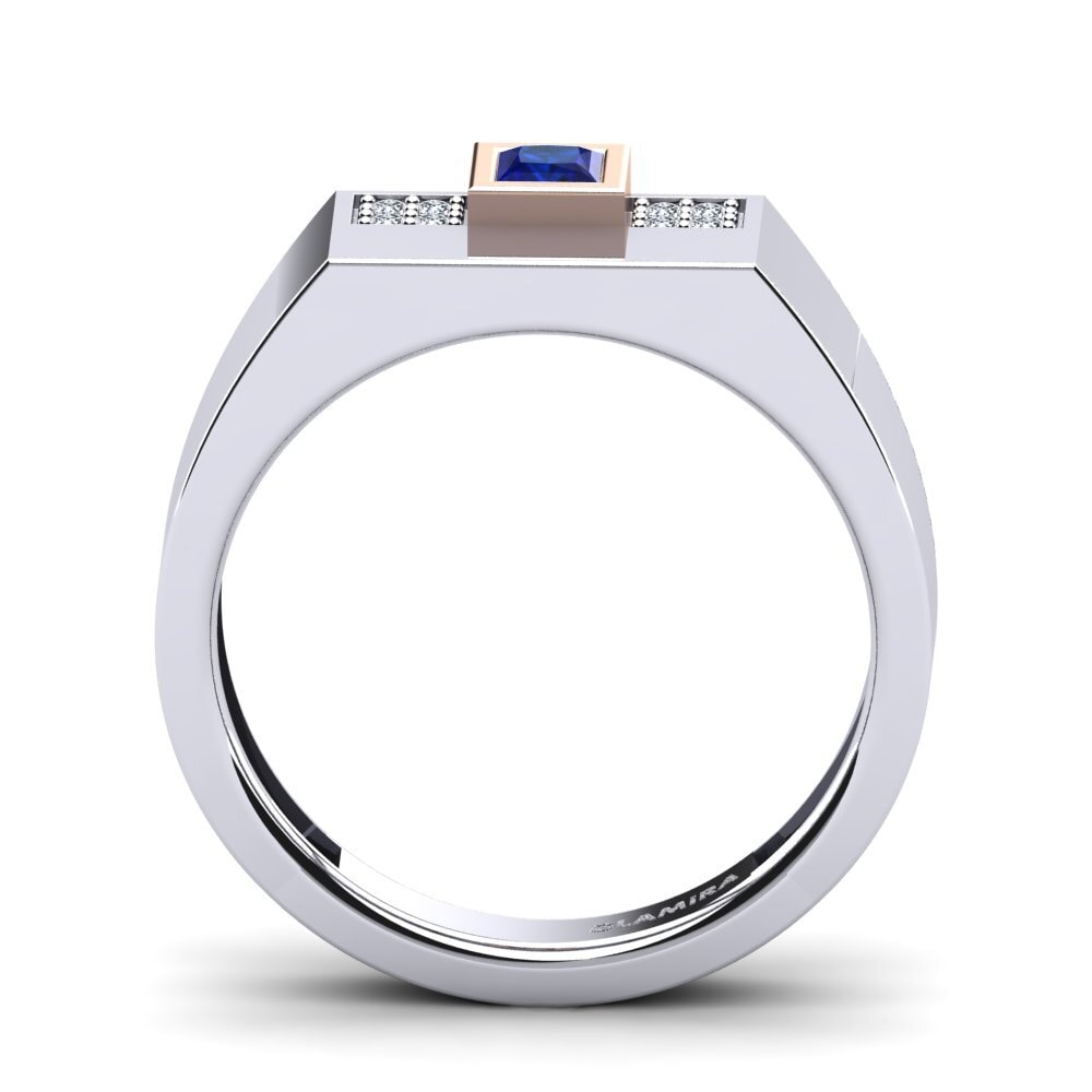 14ct White & Rose Gold Sapphire Men's Ring Cledwyn