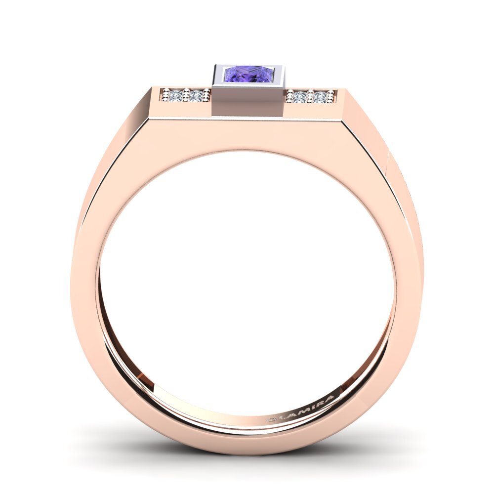 18ct Rose & White Gold Tanzanite Men's Ring Cledwyn