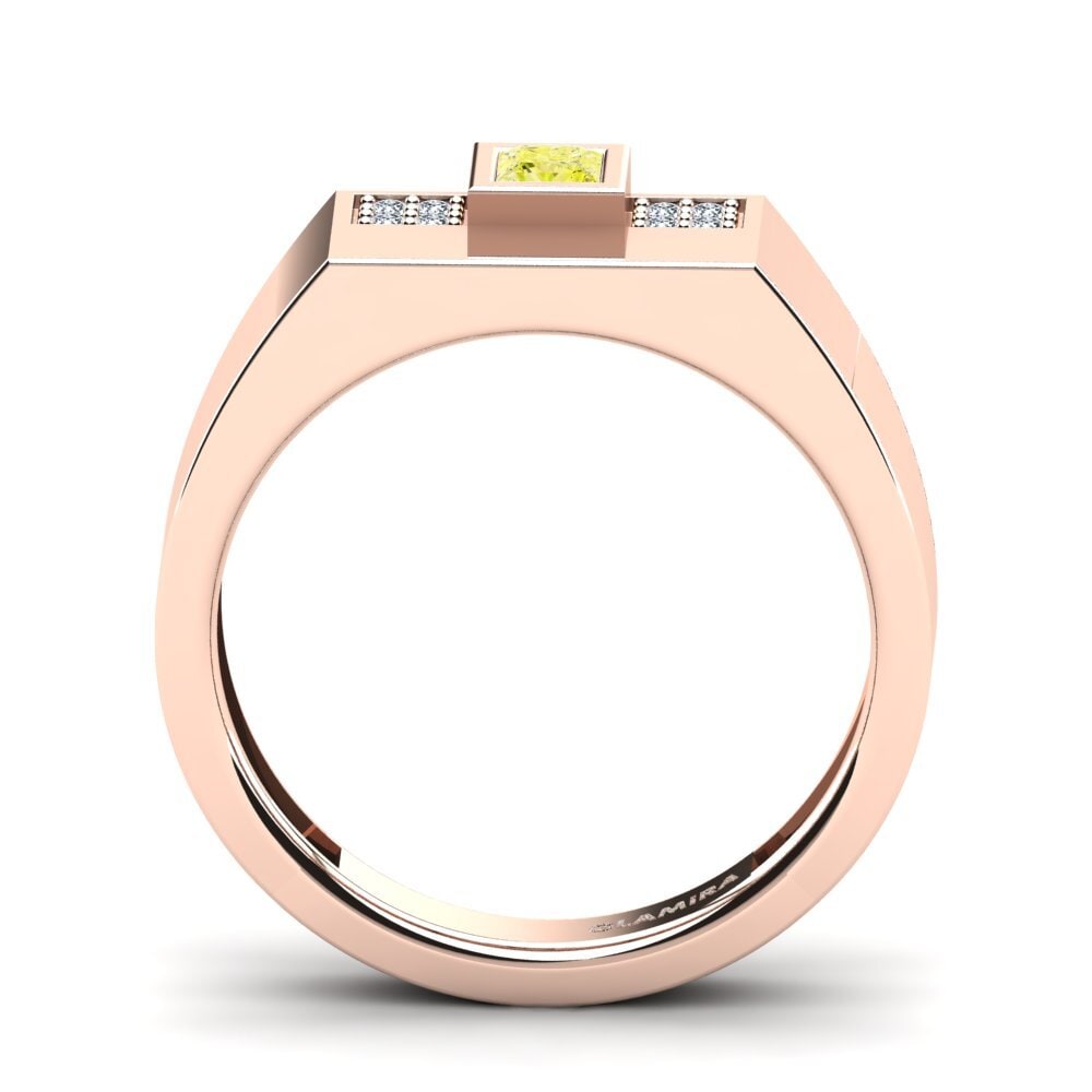 14ct Rose Gold Yellow Diamond Men's Ring Cledwyn