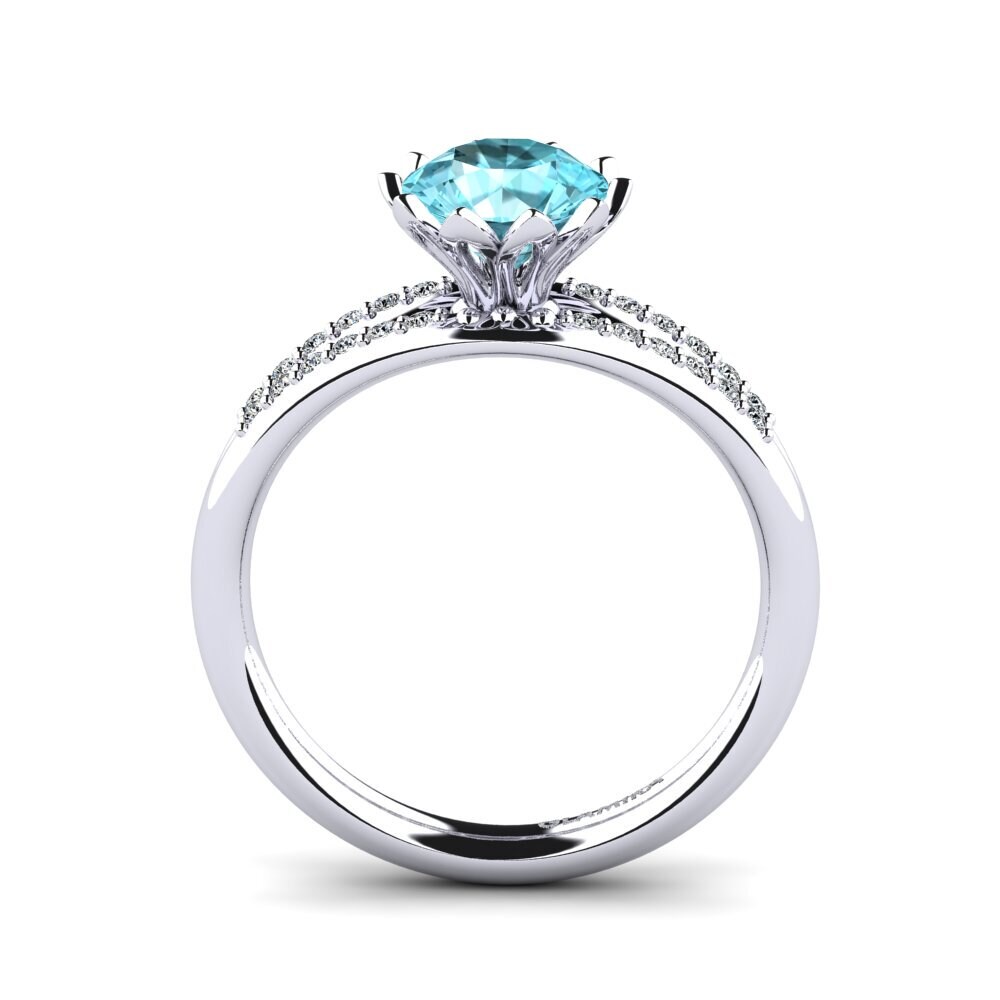 Round Blue Zircon Women's Ring Clom