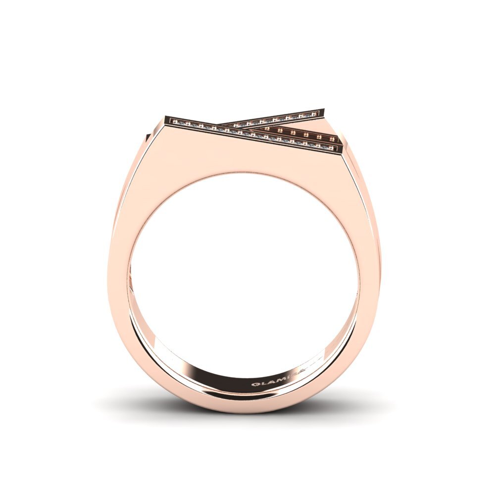 9ct Rose Gold White sapphire Men's Ring Cohen