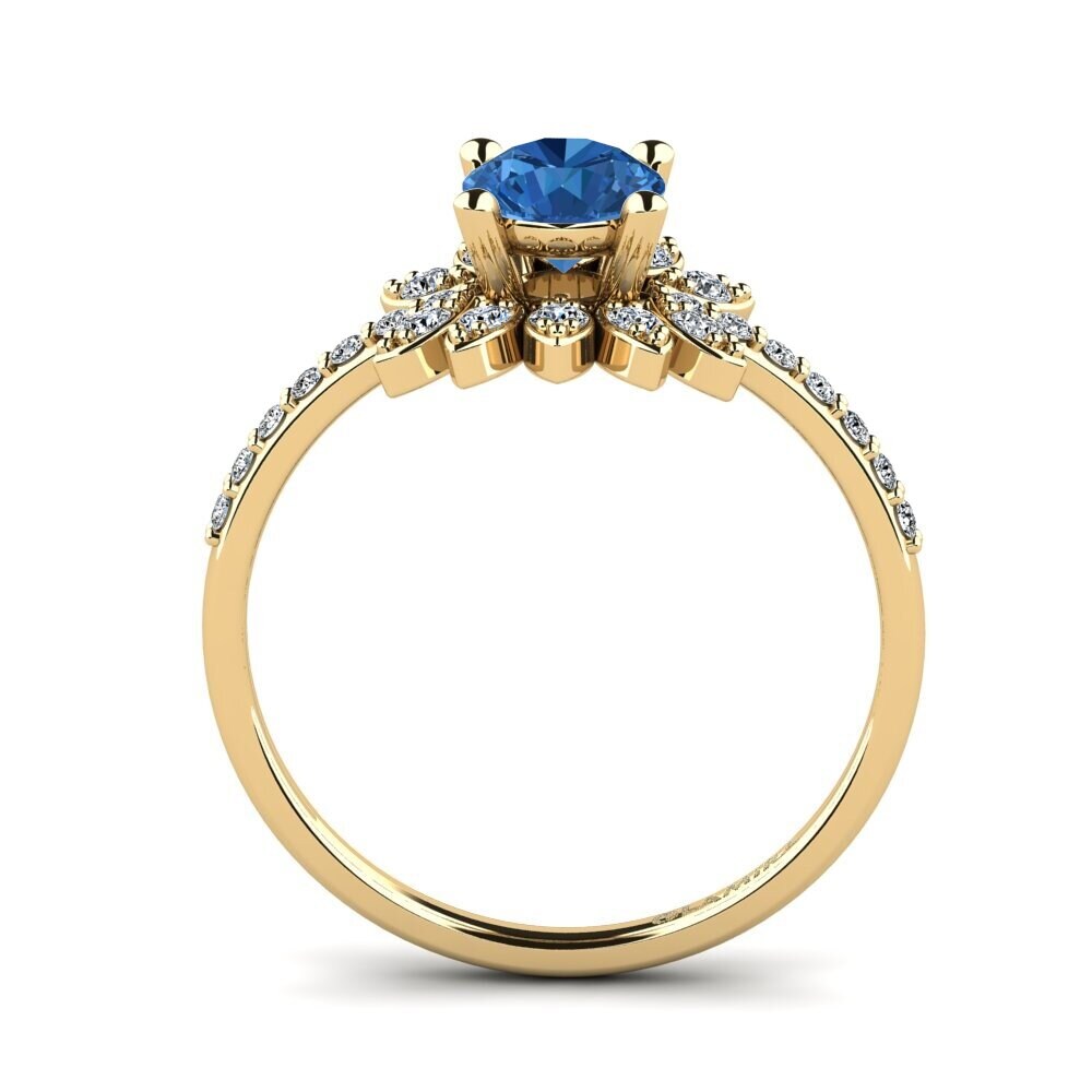 Zircônia azul escuro Anel Feminino Coqu