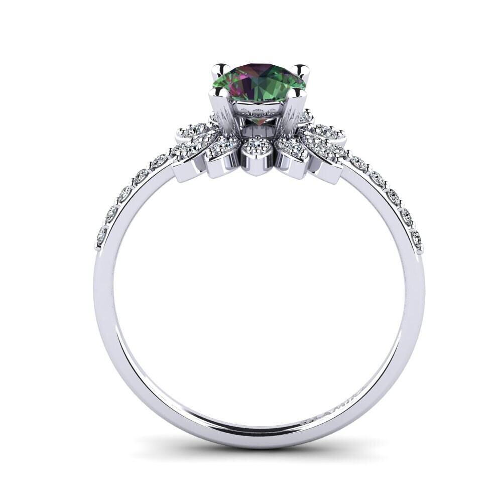 White Silver Mystic Topaz Women's Ring Coqu