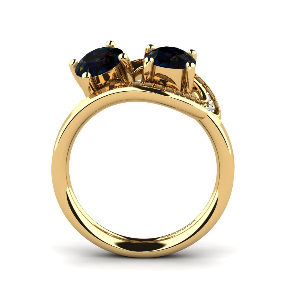 9ct Yellow Gold Black Opal Ring Corissa