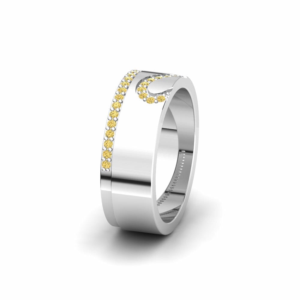 Or Blanc 14k Diamant Jaune Alliance pour femme Couplelove