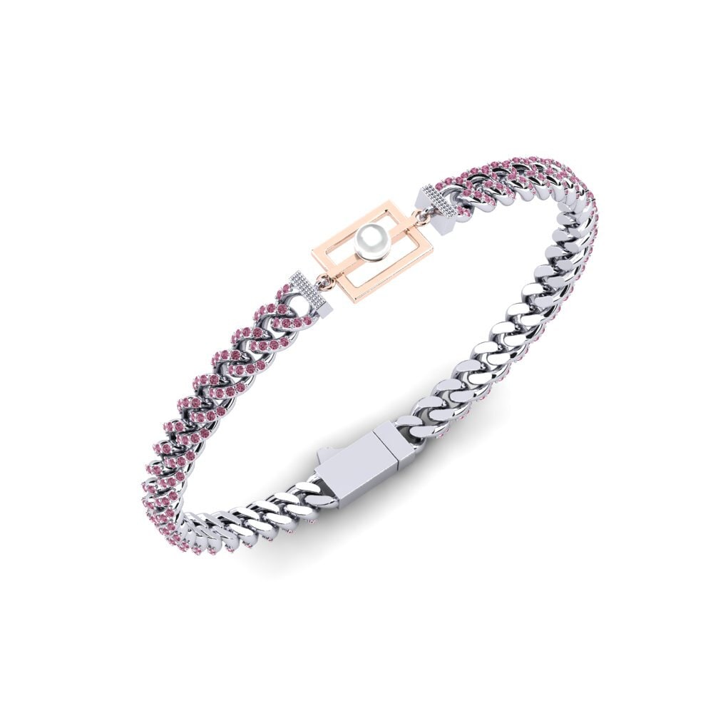 585 Weiß & Rotgold Rhodolit-Granat Damen armband Croatord