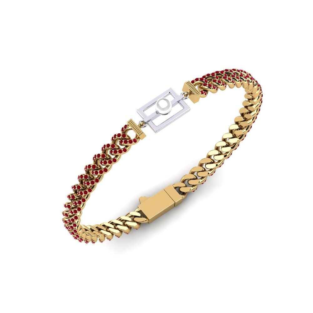 18k Oro Amarillo/Blanco Circonita Roja Pulsera de Mujer Croatord