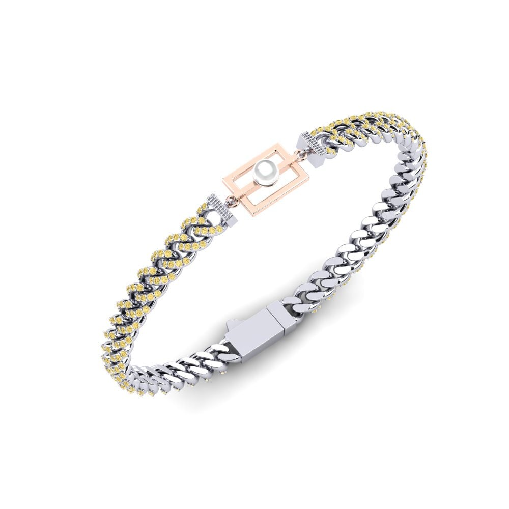14ct White & Rose Gold Yellow Diamond Women's Bracelet Croatord