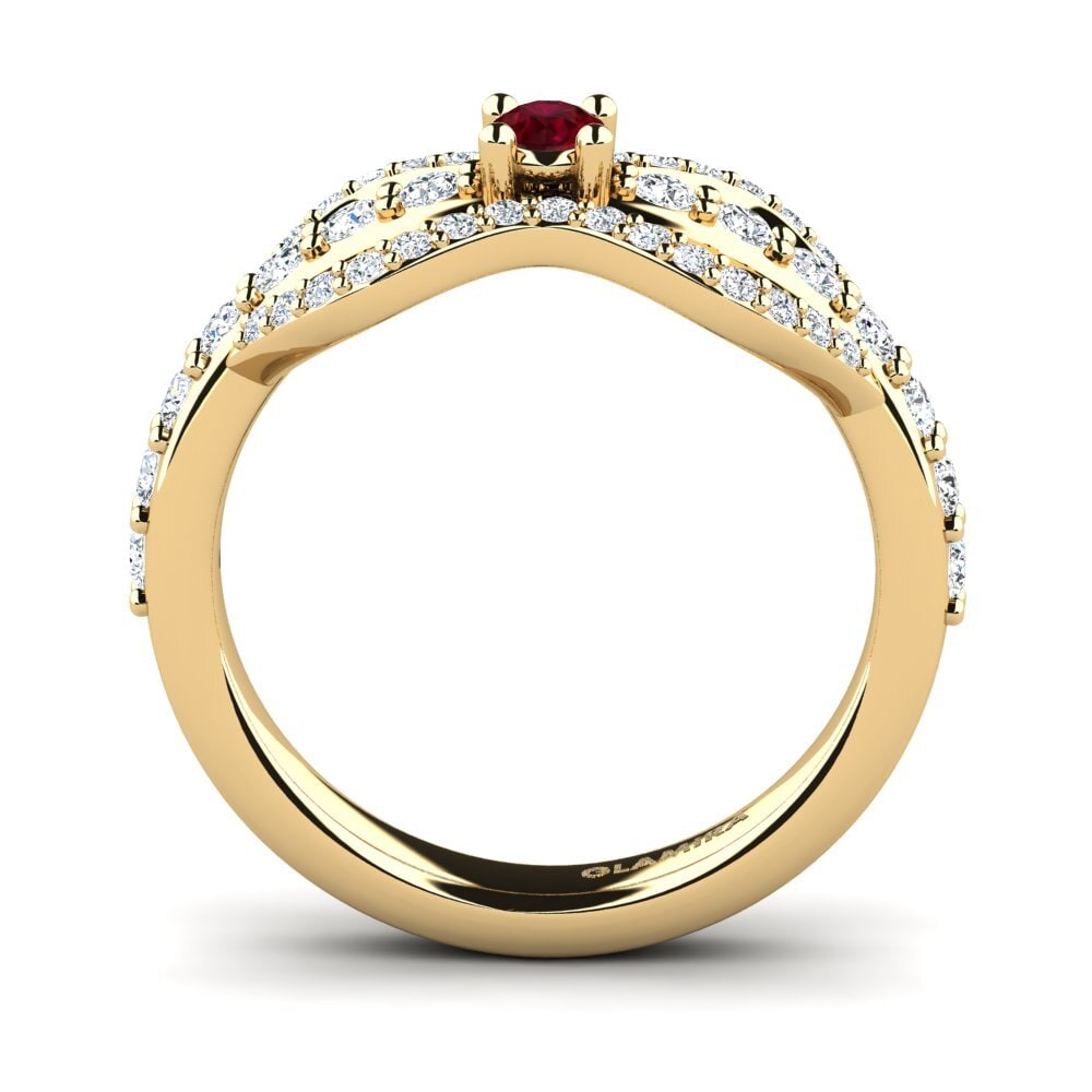 14ct Yellow Gold Ruby Women's Ring Crocol