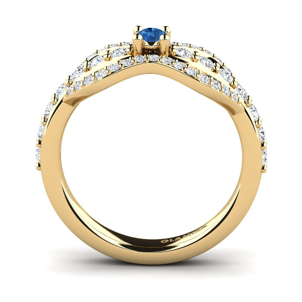 Zircônia azul escuro Anel Feminino Crocol