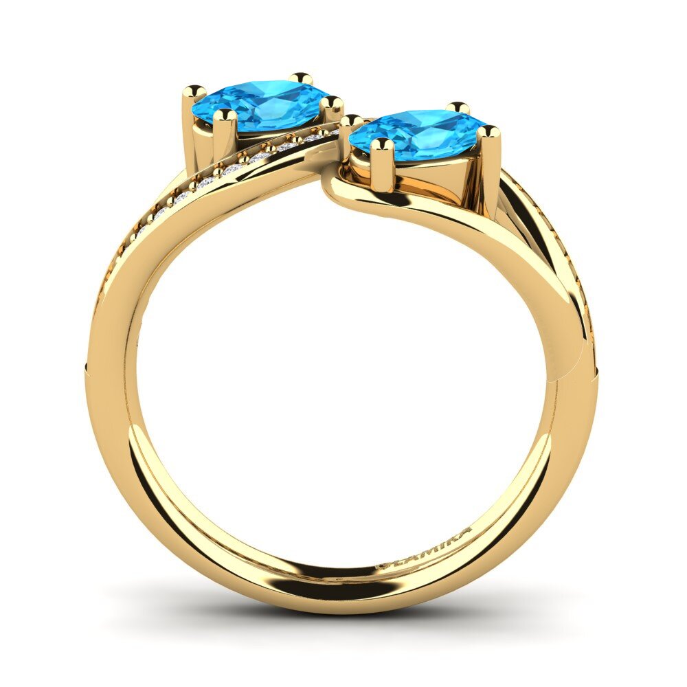 9ct Yellow Gold Blue Topaz Ring Crocus