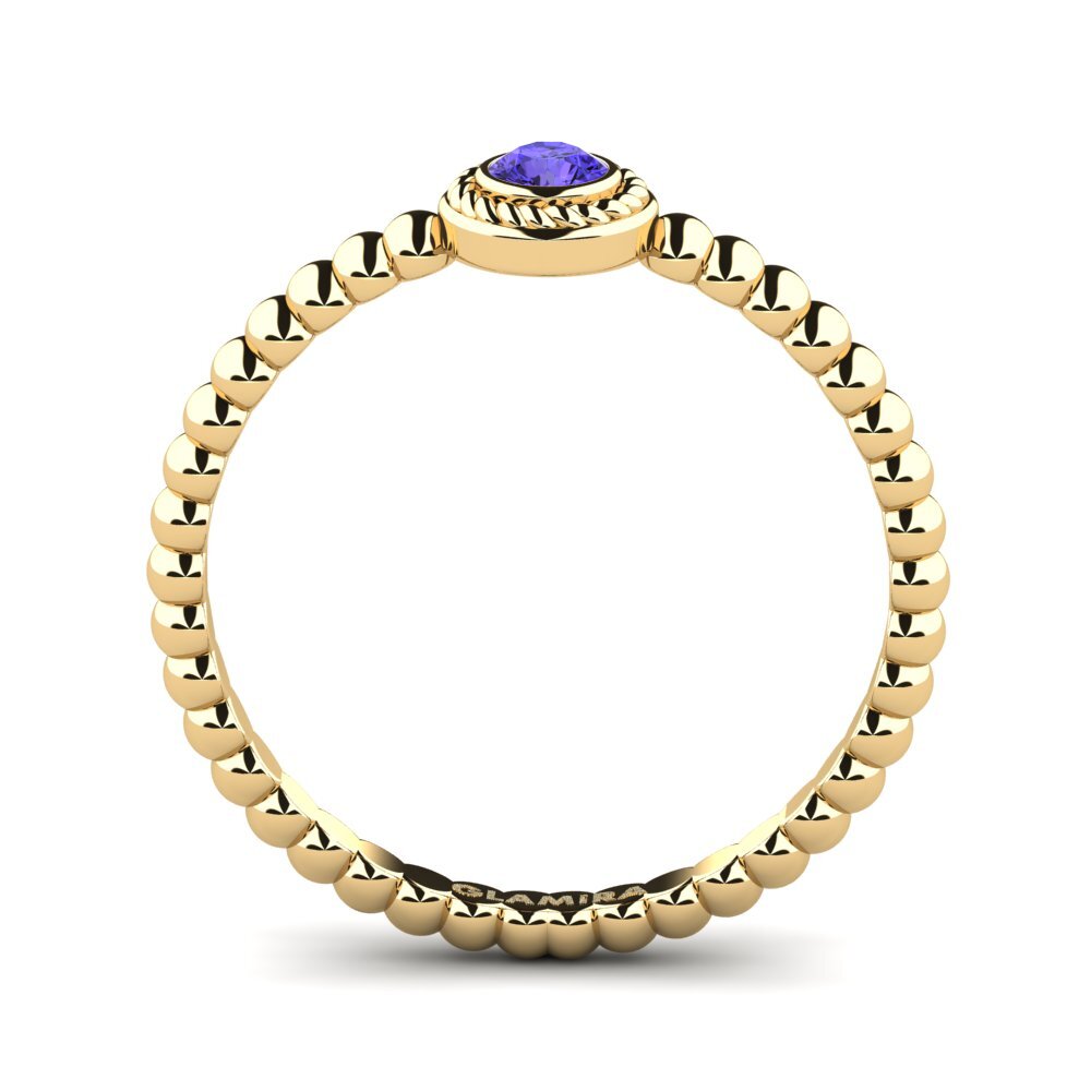 18k Oro Amarillo Tanzanita Anillo de compromiso Croy
