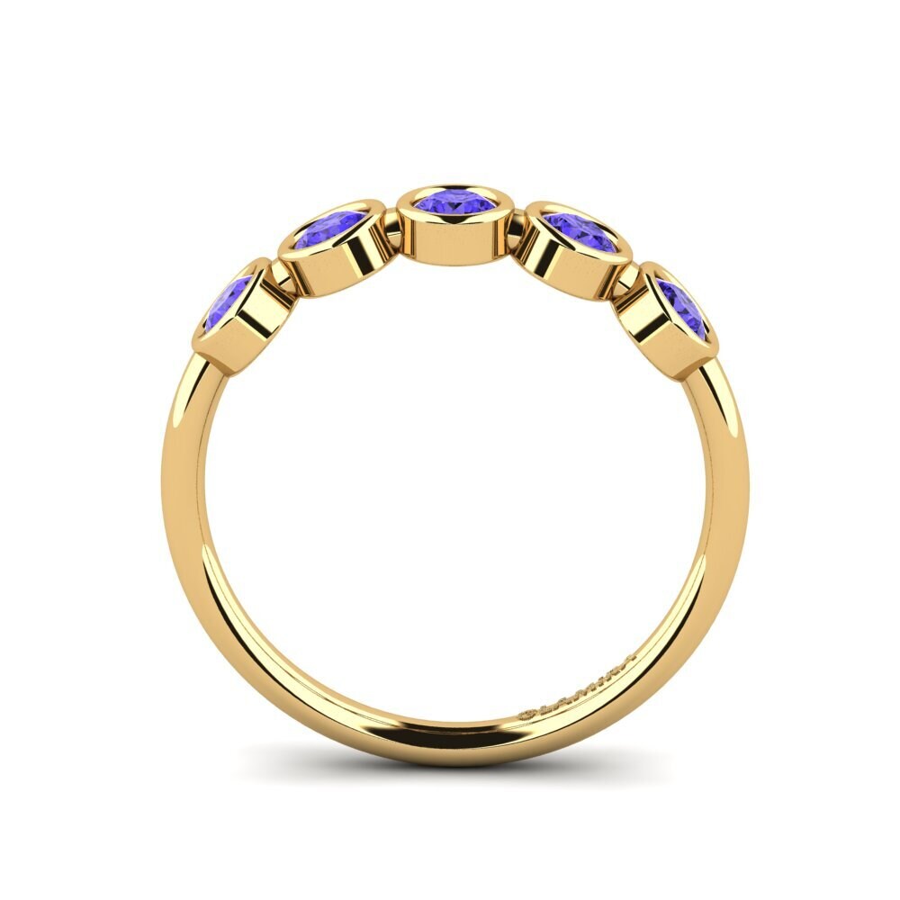 18k Oro Amarillo Tanzanita Anillo de compromiso Cruceshe