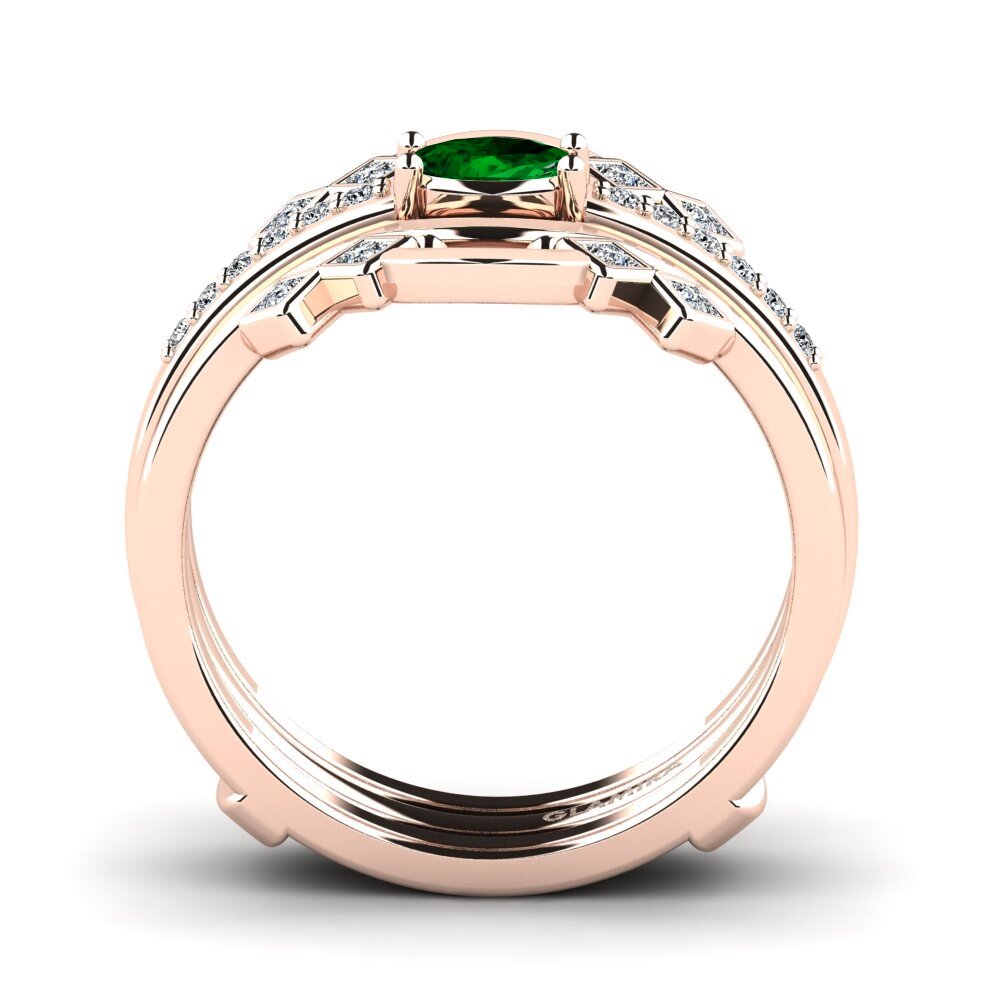 Zircônia Verde Anel Crumpa SET
