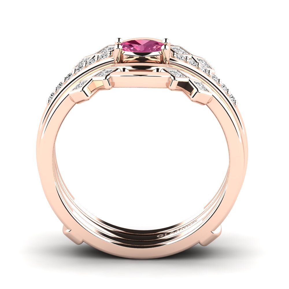 Turmalina rosa Anillo Crumpa SET
