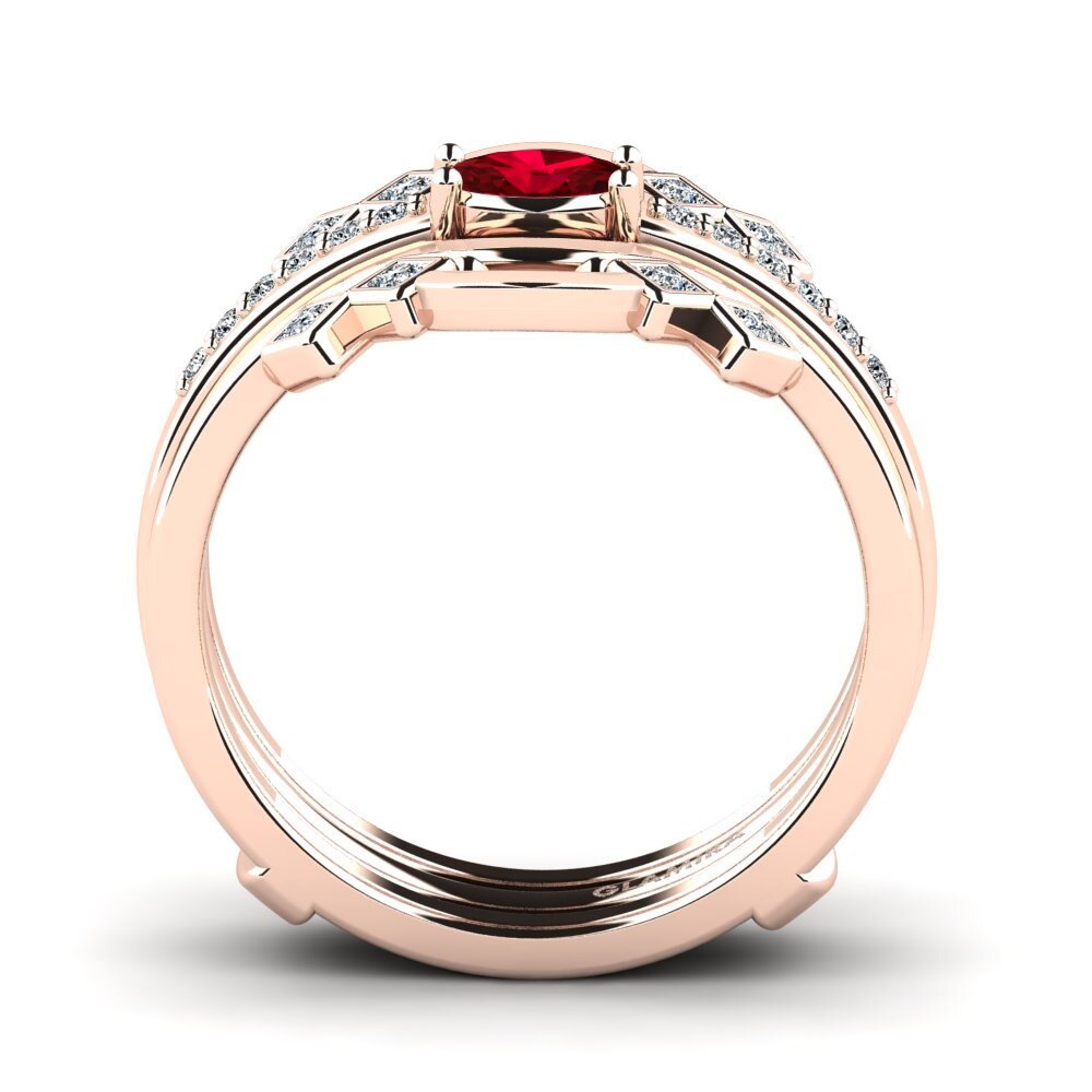 Circonita Roja Anillo Crumpa SET