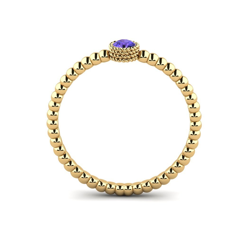 18k Oro Amarillo Tanzanita Anillo de compromiso Cuivr