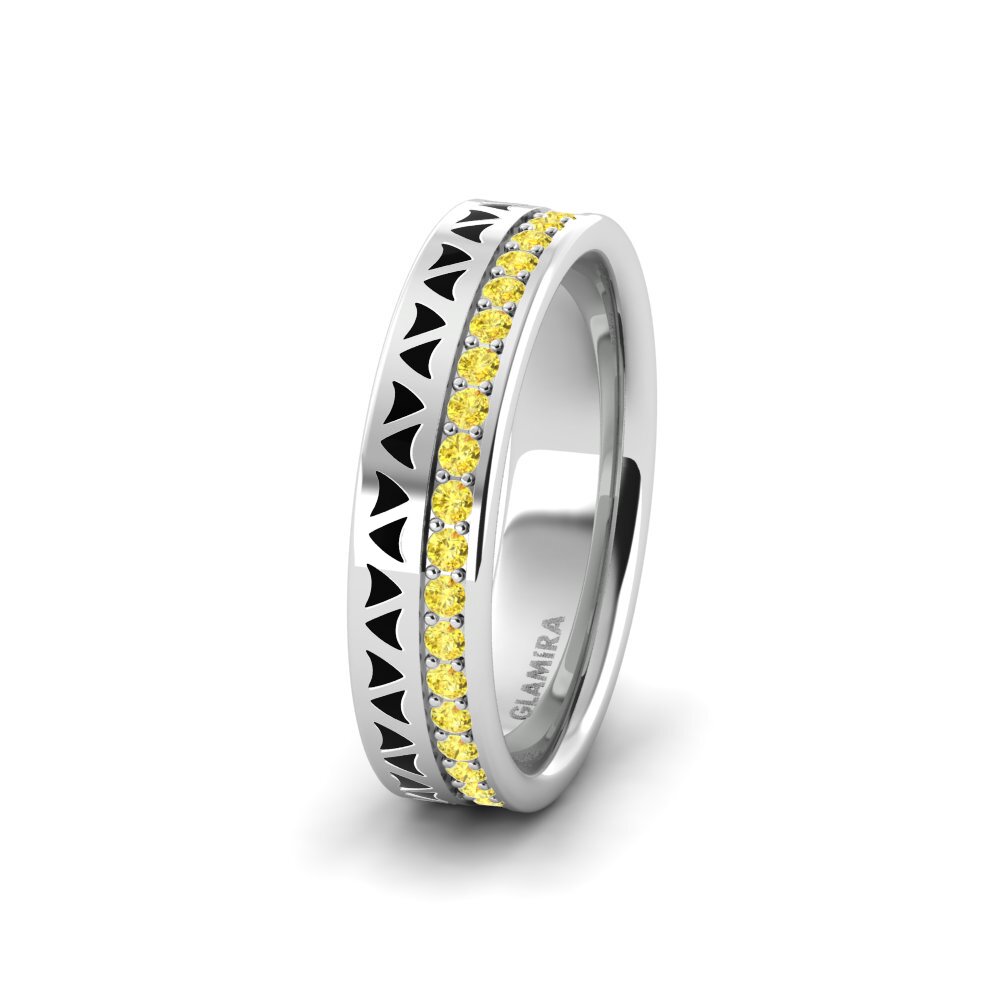 Yellow Sapphire Women's Wedding Ring Cute Luck 5 mm
