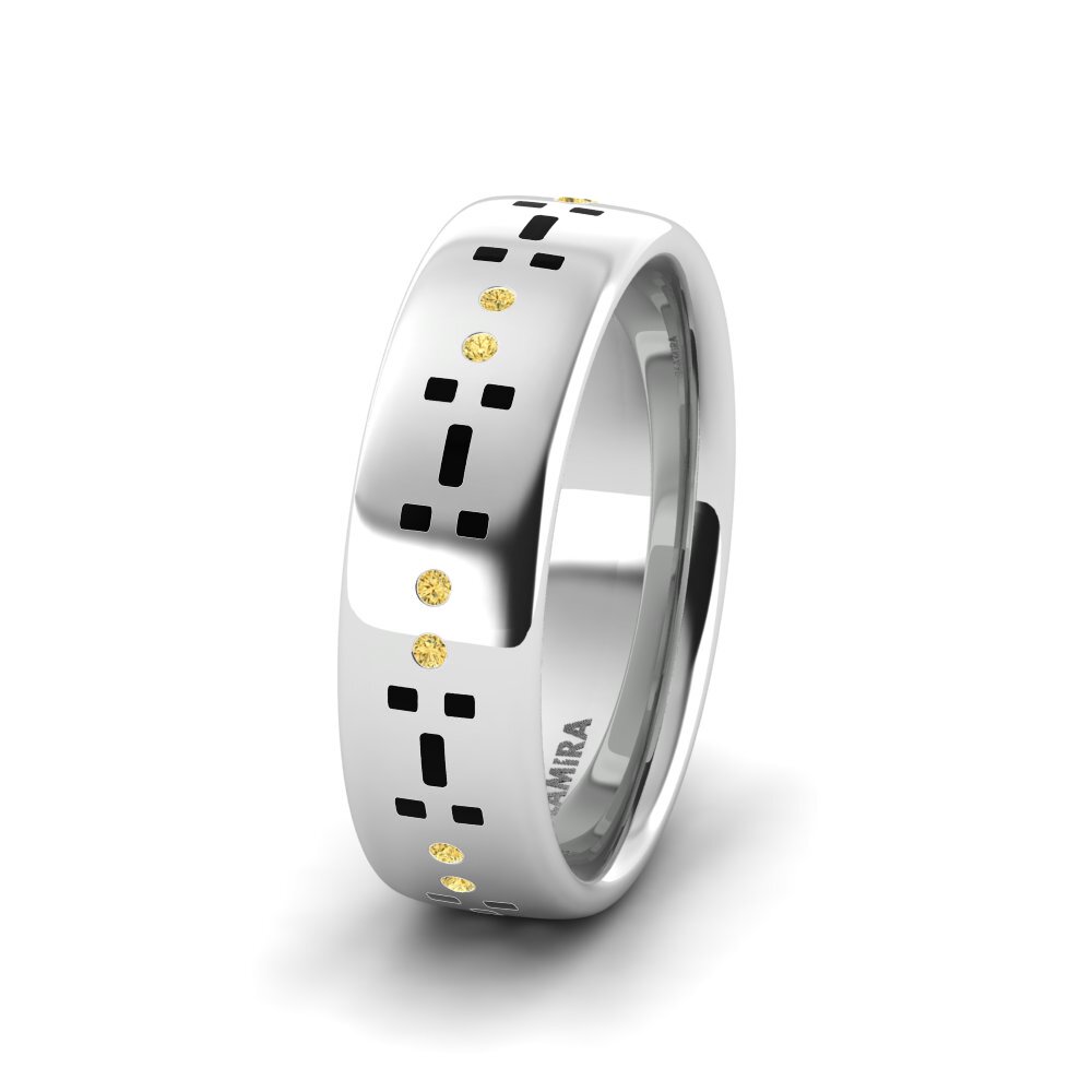 Yellow Diamond Women's Wedding Ring Cute Night 6 mm