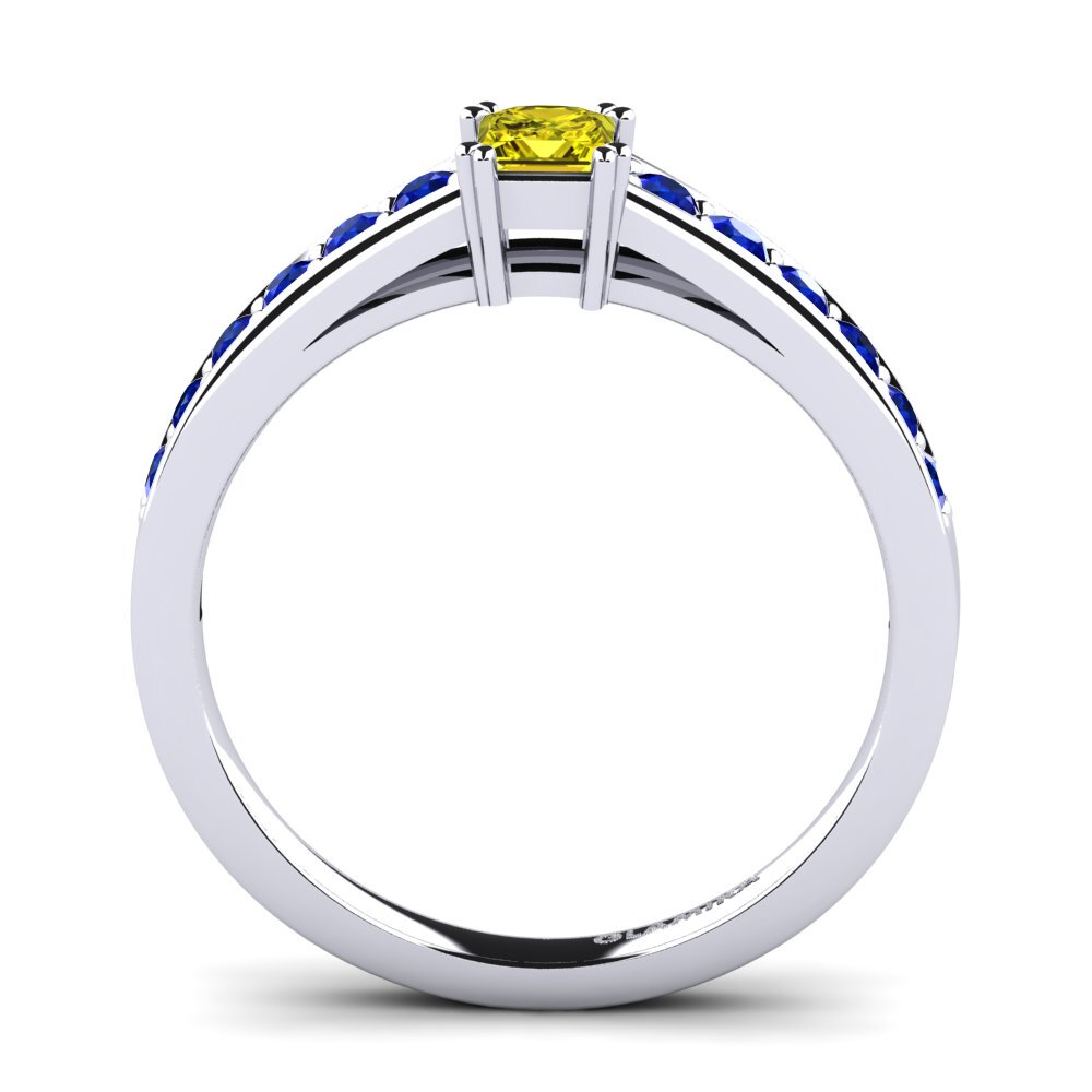 White Silver Yellow Diamond Engagement Ring Cynthia 0.27 crt