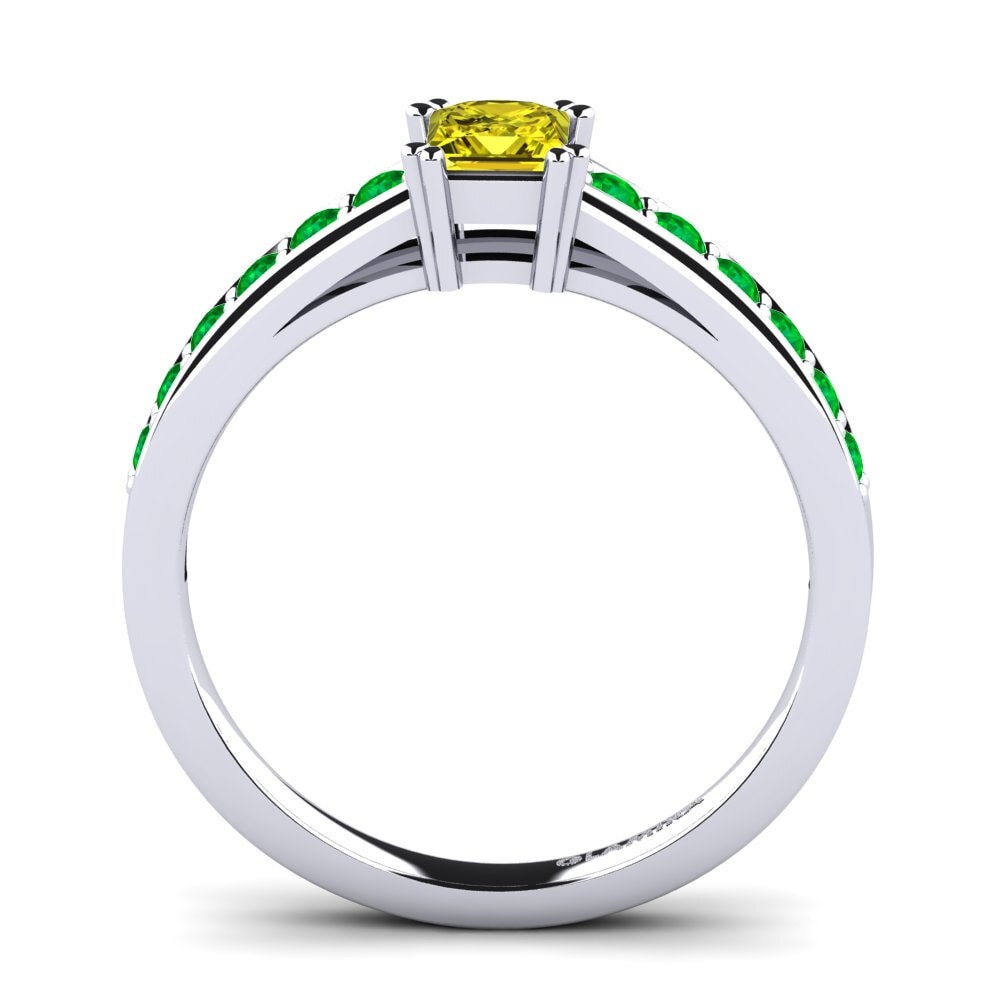 White Silver Yellow Diamond Engagement Ring Cynthia 0.4 crt
