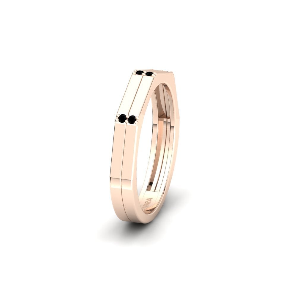 14ct Rose Gold Black Onyx Women's Wedding Ring Czerwony