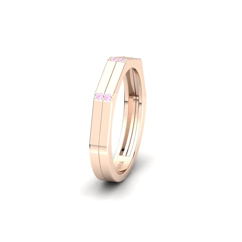 14ct Rose Gold Pink Sapphire Women's Wedding Ring Czerwony
